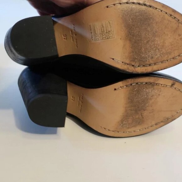 Womens Rag & Bone Harrow Black Leather Cuban Heel Pull-On Ankle Bootie 37 US/7 * - Picture 10 of 12
